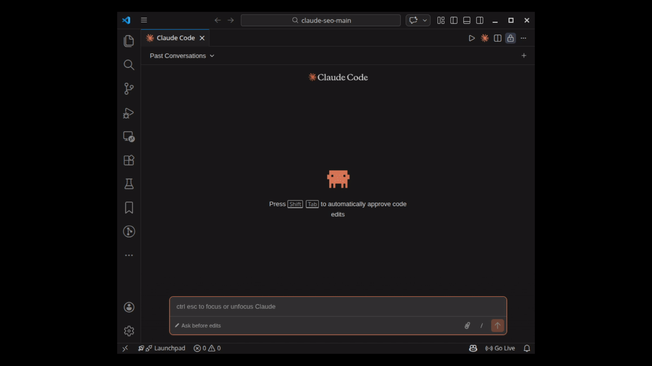 Claude SEO /seo command demo in Claude Code terminal